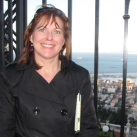 Theresa at the top of terraced Baha’i Gardens in Haifa, Israel.