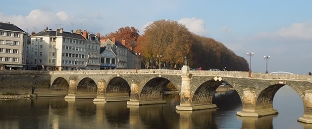 Looking across the Maine River in Angers, in France&#039;s Loire River Valley.